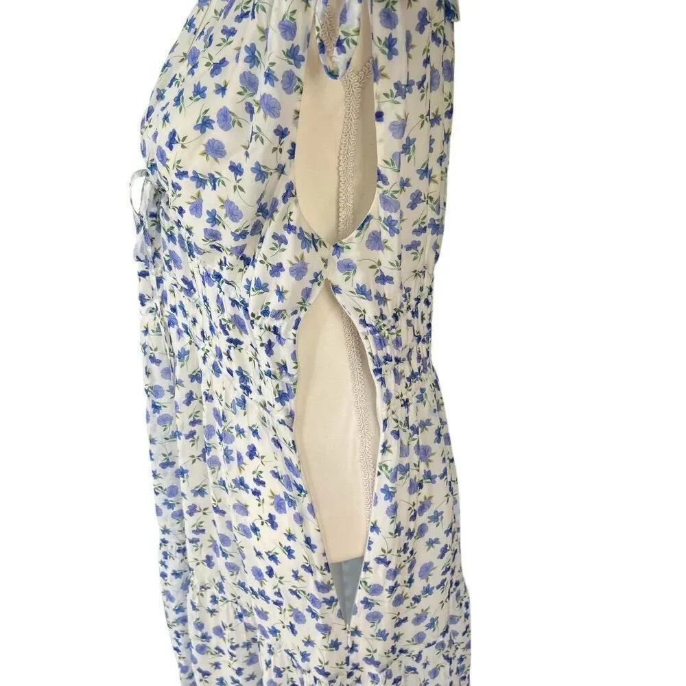 Shoshanna NWT Helena Floral Tie Shoulder V-Neck Midi Dress Lined Size 12 - Picture 5 of 9